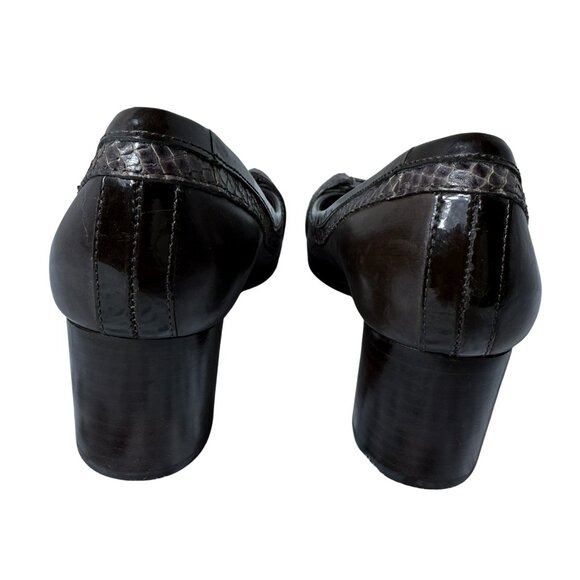 Tory Burch “Rita” Brown Leather Heels | Logo Detail | Size 5.5M - Picture 5 of 8